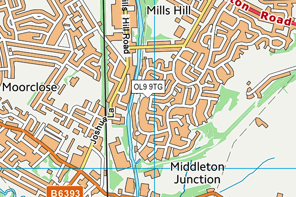 OL9 9TG map - OS VectorMap District (Ordnance Survey)