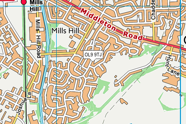 OL9 9TJ map - OS VectorMap District (Ordnance Survey)