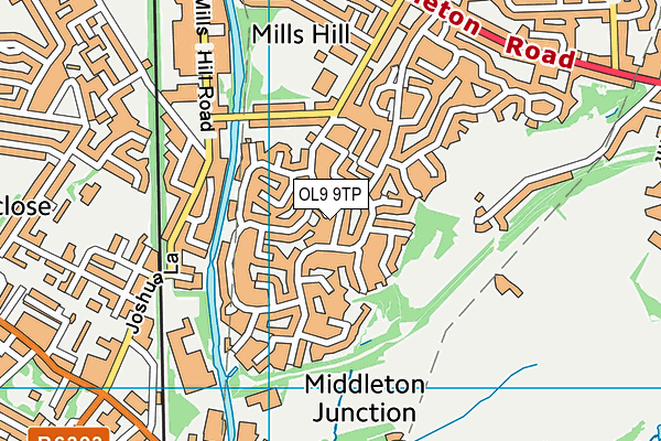 OL9 9TP map - OS VectorMap District (Ordnance Survey)