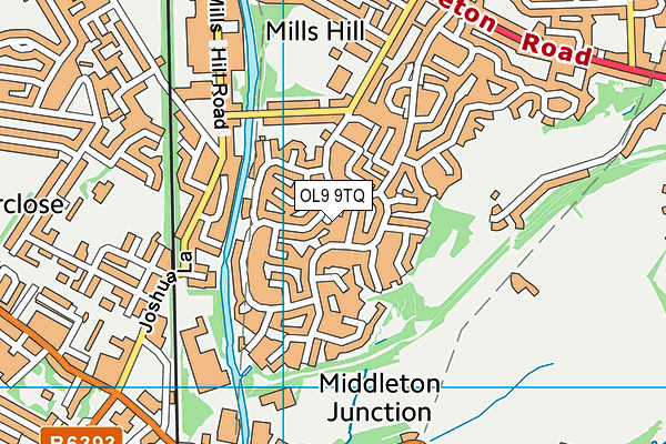 OL9 9TQ map - OS VectorMap District (Ordnance Survey)