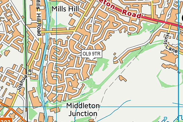 OL9 9TR map - OS VectorMap District (Ordnance Survey)