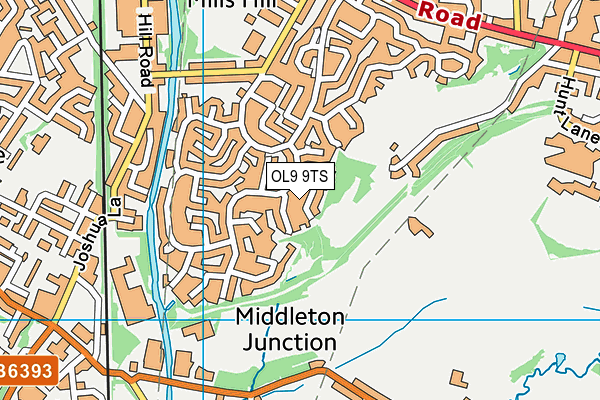 OL9 9TS map - OS VectorMap District (Ordnance Survey)