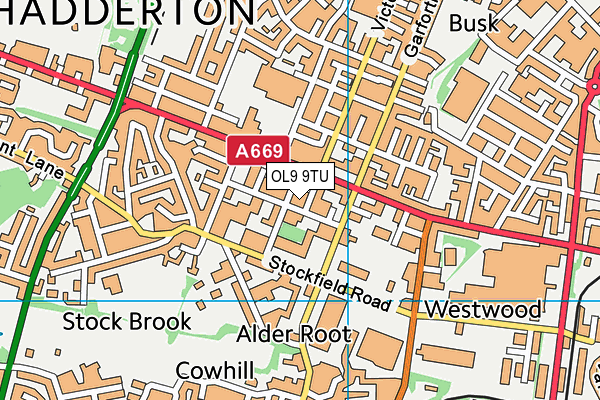 OL9 9TU map - OS VectorMap District (Ordnance Survey)