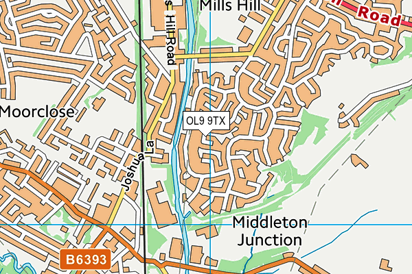 OL9 9TX map - OS VectorMap District (Ordnance Survey)