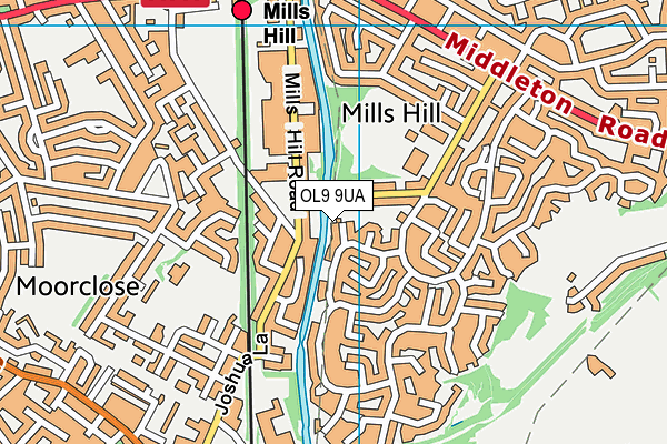 OL9 9UA map - OS VectorMap District (Ordnance Survey)