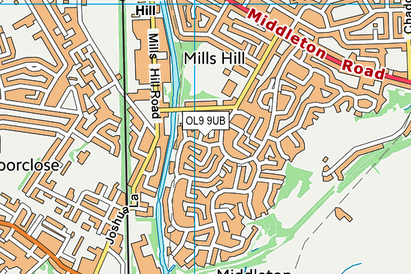 OL9 9UB map - OS VectorMap District (Ordnance Survey)