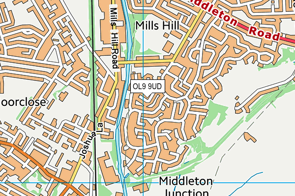 OL9 9UD map - OS VectorMap District (Ordnance Survey)