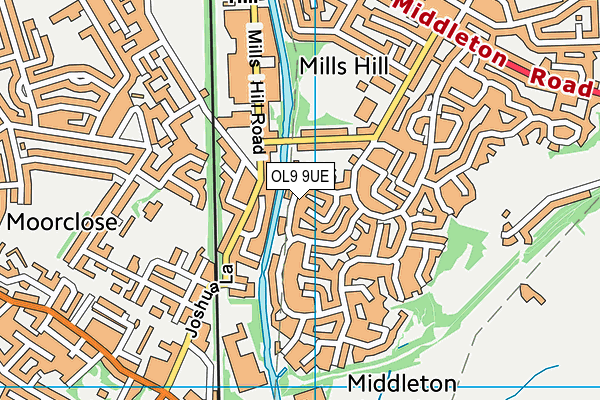 OL9 9UE map - OS VectorMap District (Ordnance Survey)