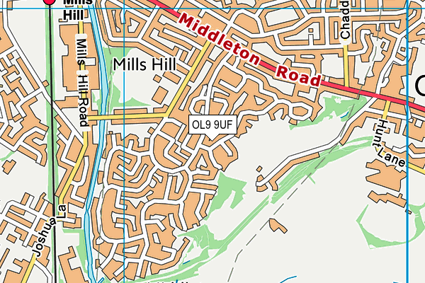 OL9 9UF map - OS VectorMap District (Ordnance Survey)