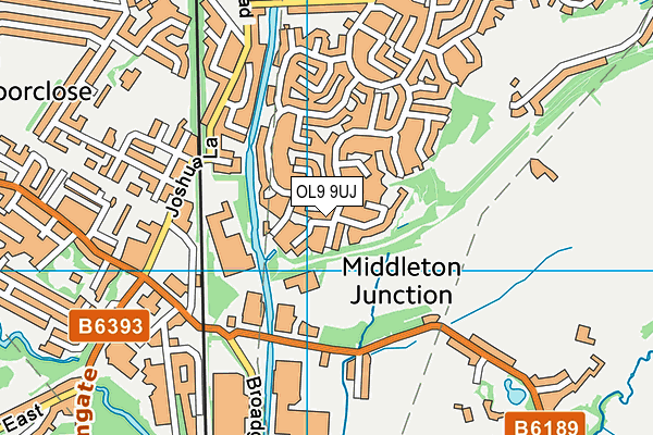 OL9 9UJ map - OS VectorMap District (Ordnance Survey)