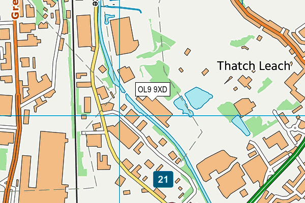 OL9 9XD map - OS VectorMap District (Ordnance Survey)