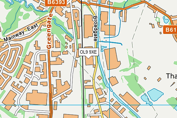 OL9 9XE map - OS VectorMap District (Ordnance Survey)