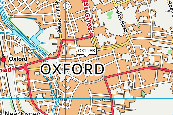 OX1 2AB map - OS VectorMap District (Ordnance Survey)