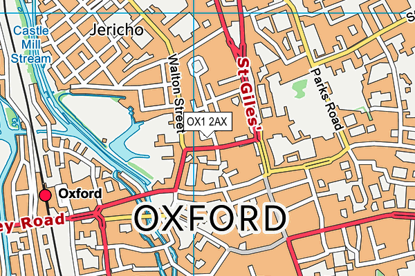 OX1 2AX map - OS VectorMap District (Ordnance Survey)
