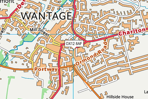 OX12 8AF map - OS VectorMap District (Ordnance Survey)