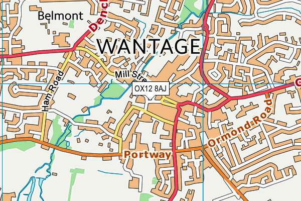 OX12 8AJ map - OS VectorMap District (Ordnance Survey)