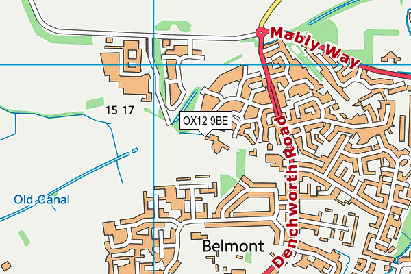 OX12 9BE map - OS VectorMap District (Ordnance Survey)