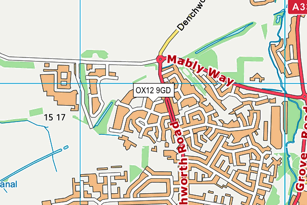 OX12 9GD map - OS VectorMap District (Ordnance Survey)