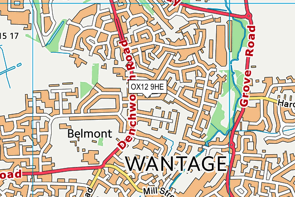 OX12 9HE map - OS VectorMap District (Ordnance Survey)