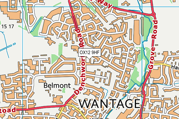 OX12 9HF map - OS VectorMap District (Ordnance Survey)