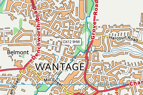 OX12 9HW map - OS VectorMap District (Ordnance Survey)