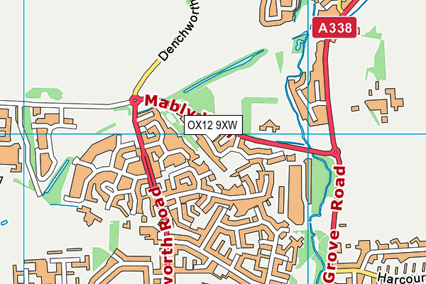 OX12 9XW map - OS VectorMap District (Ordnance Survey)