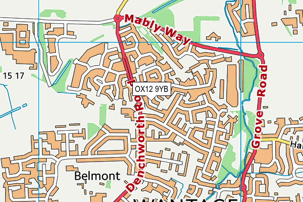 OX12 9YB map - OS VectorMap District (Ordnance Survey)