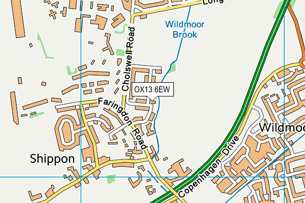 OX13 6EW map - OS VectorMap District (Ordnance Survey)