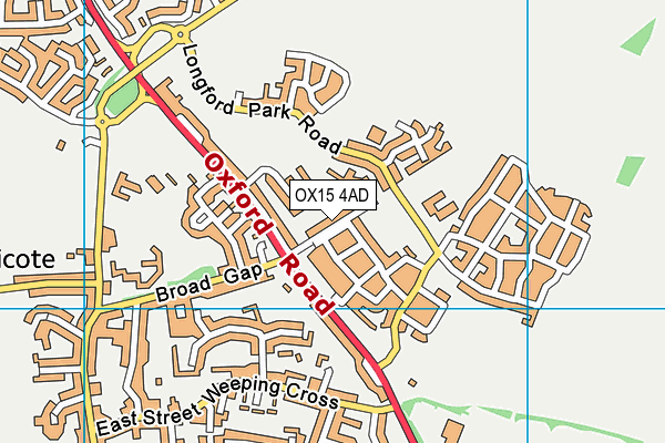 OX15 4AD map - OS VectorMap District (Ordnance Survey)