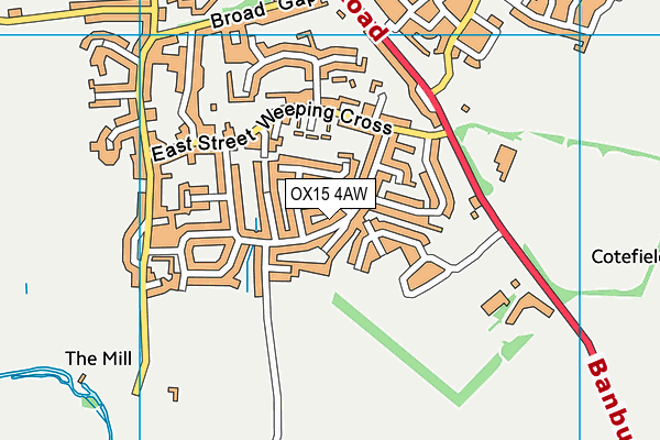 OX15 4AW map - OS VectorMap District (Ordnance Survey)