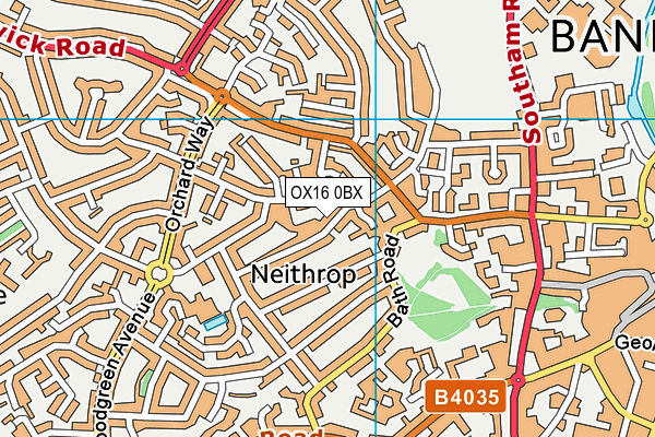OX16 0BX map - OS VectorMap District (Ordnance Survey)