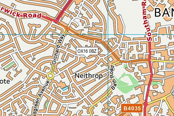 OX16 0BZ map - OS VectorMap District (Ordnance Survey)