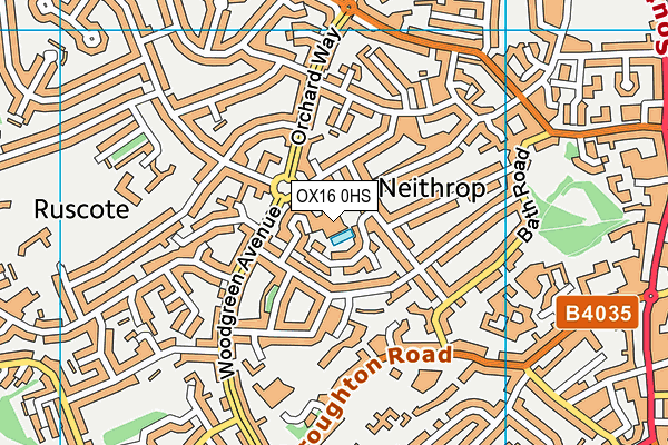 Woodgreen Leisure Centre map (OX16 0HS) - OS VectorMap District (Ordnance Survey)