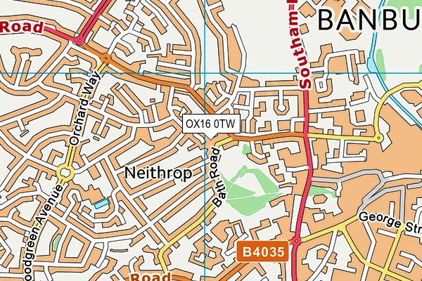 OX16 0TW map - OS VectorMap District (Ordnance Survey)