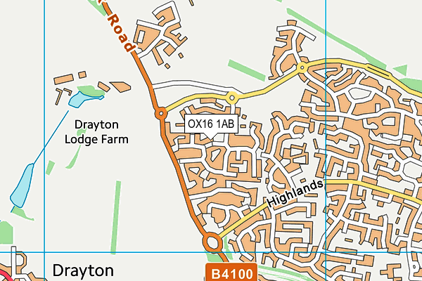 OX16 1AB map - OS VectorMap District (Ordnance Survey)