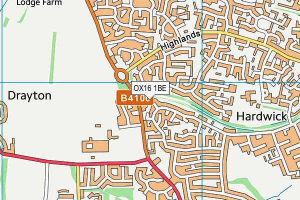 OX16 1BE map - OS VectorMap District (Ordnance Survey)