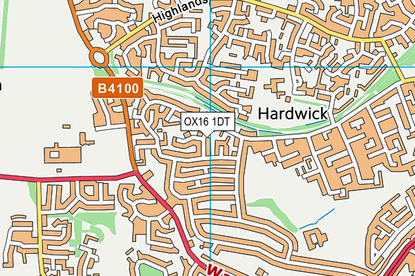 OX16 1DT map - OS VectorMap District (Ordnance Survey)