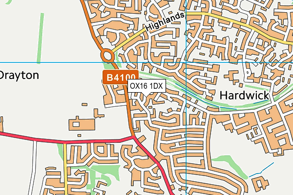 OX16 1DX map - OS VectorMap District (Ordnance Survey)