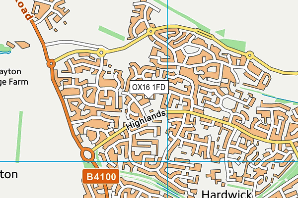 OX16 1FD map - OS VectorMap District (Ordnance Survey)