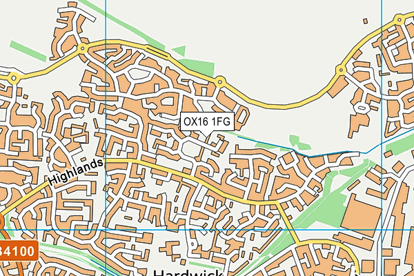 OX16 1FG map - OS VectorMap District (Ordnance Survey)