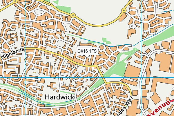 OX16 1FS map - OS VectorMap District (Ordnance Survey)