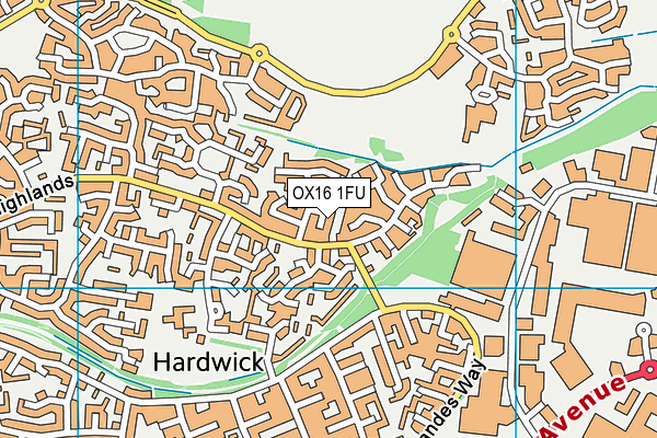 OX16 1FU map - OS VectorMap District (Ordnance Survey)