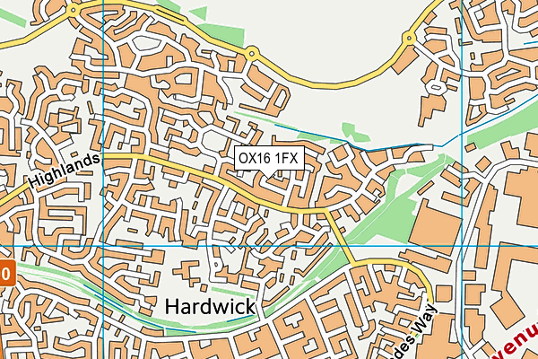 OX16 1FX map - OS VectorMap District (Ordnance Survey)