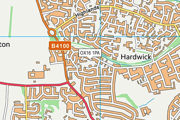 OX16 1PA map - OS VectorMap District (Ordnance Survey)