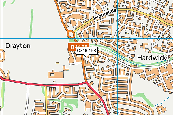 OX16 1PB map - OS VectorMap District (Ordnance Survey)