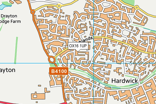 OX16 1UP map - OS VectorMap District (Ordnance Survey)