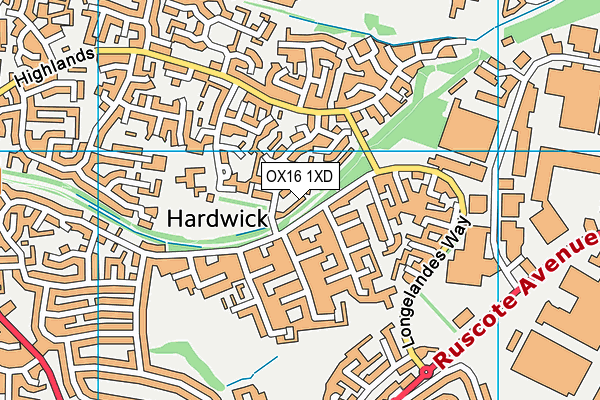 OX16 1XD map - OS VectorMap District (Ordnance Survey)