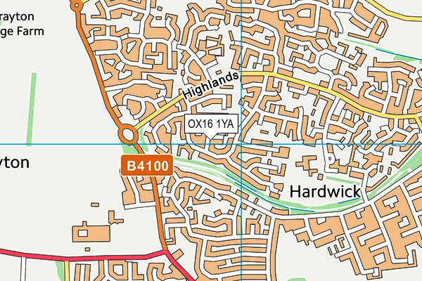 OX16 1YA map - OS VectorMap District (Ordnance Survey)