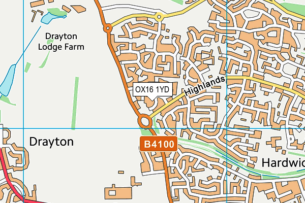 OX16 1YD map - OS VectorMap District (Ordnance Survey)