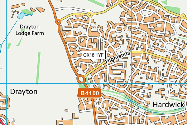 OX16 1YF map - OS VectorMap District (Ordnance Survey)